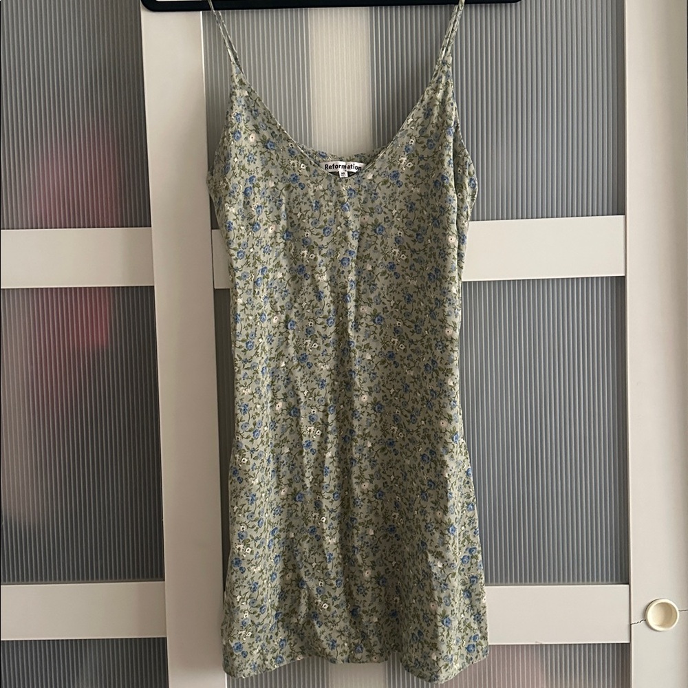 Reformation green floral dress